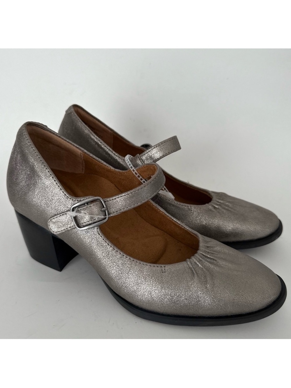 AETREX SARA Pump Heel Leather Chunky Heel Mary Jane Shoes Arch Support